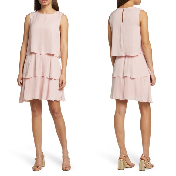 Sam Edelman | Dresses | New Sam Edelman Blush Pink Tiered Ruffle Satin ...
